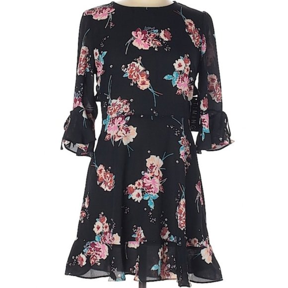 Timing Dresses & Skirts - Timing Fit & Flare Floral Ruffled Cocktail Dress